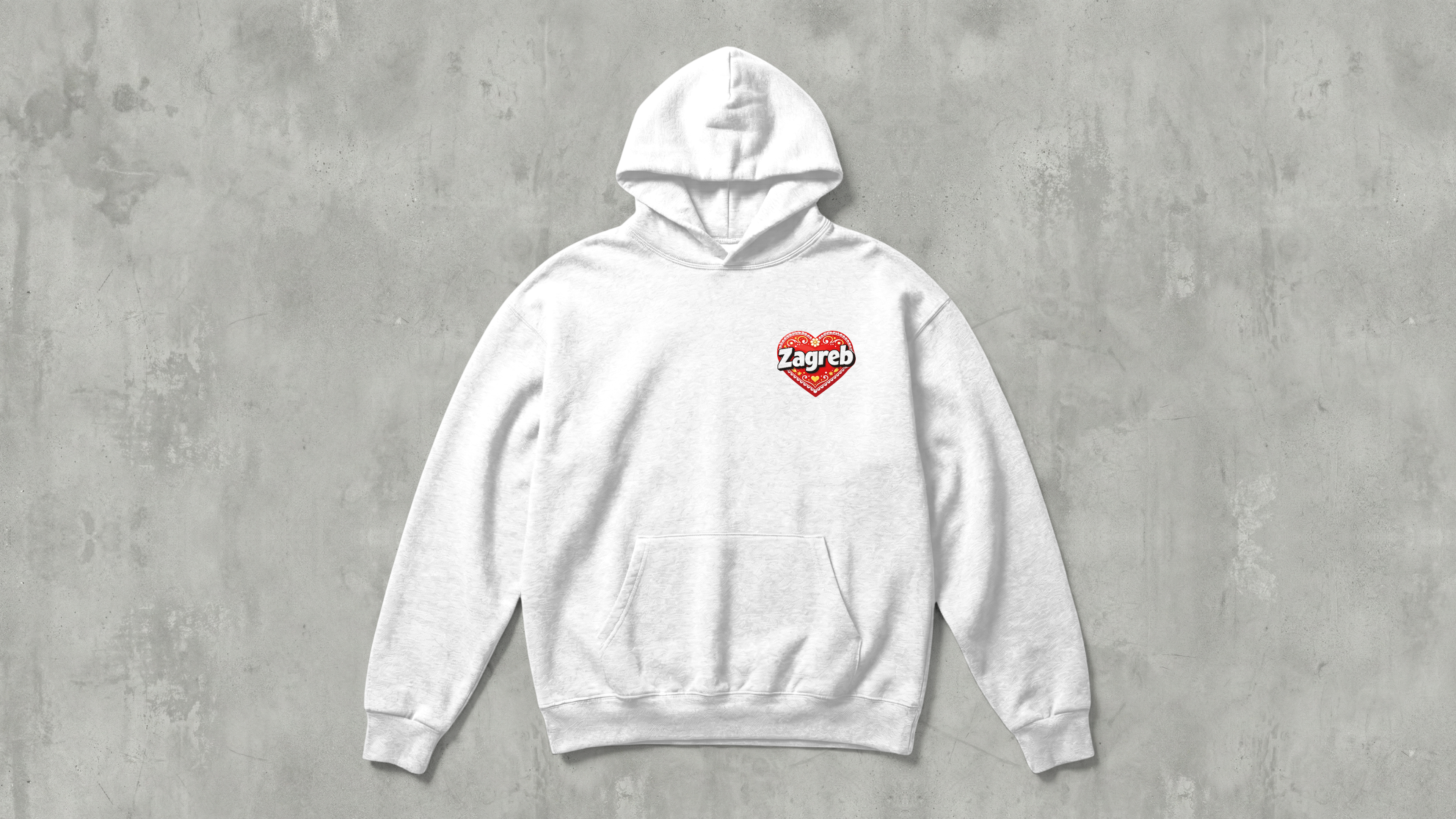 Beli Zagreb u srcu - Majica s kapuljačom